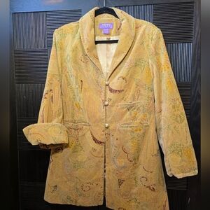 Vintage Faux Suede Paisley Print Blazer Womens Size Medium